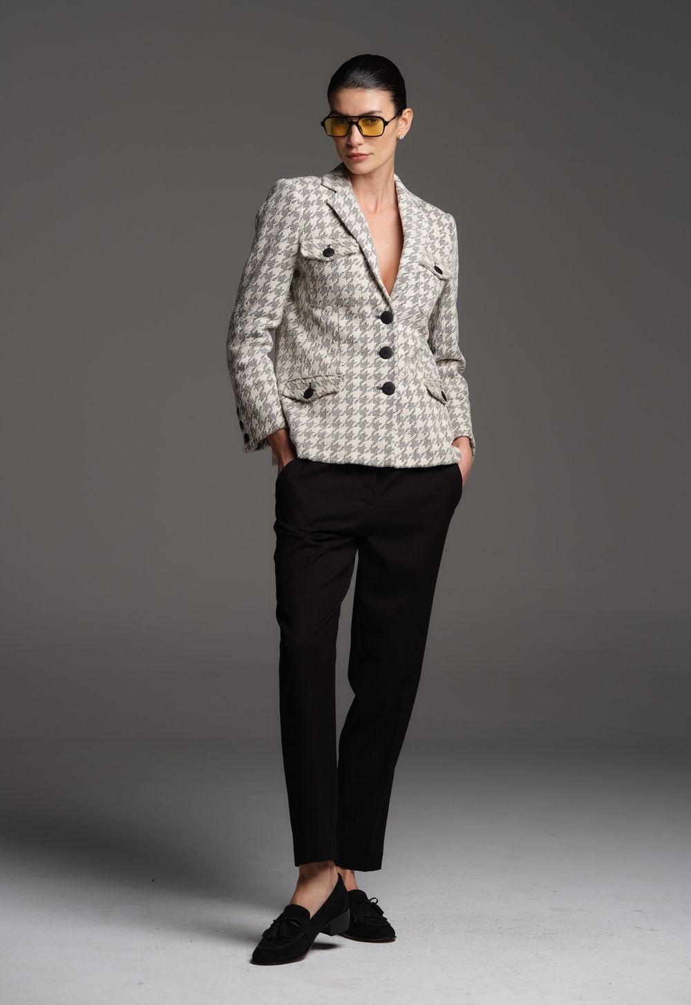 Blazer  Malha Jacquard  Pied de Coq Vivian