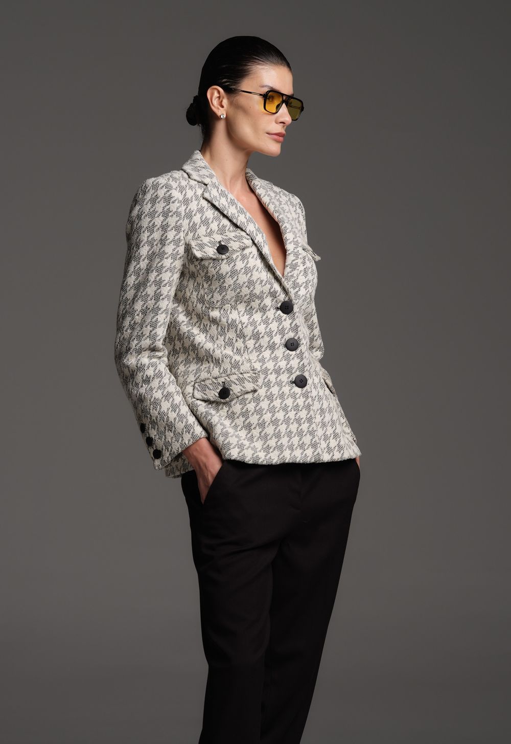 Blazer  Malha Jacquard  Pied de Coq Vivian