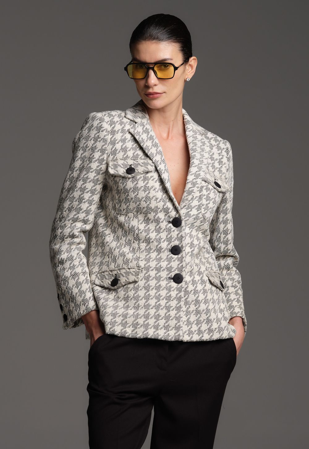 Blazer  Malha Jacquard  Pied de Coq Vivian