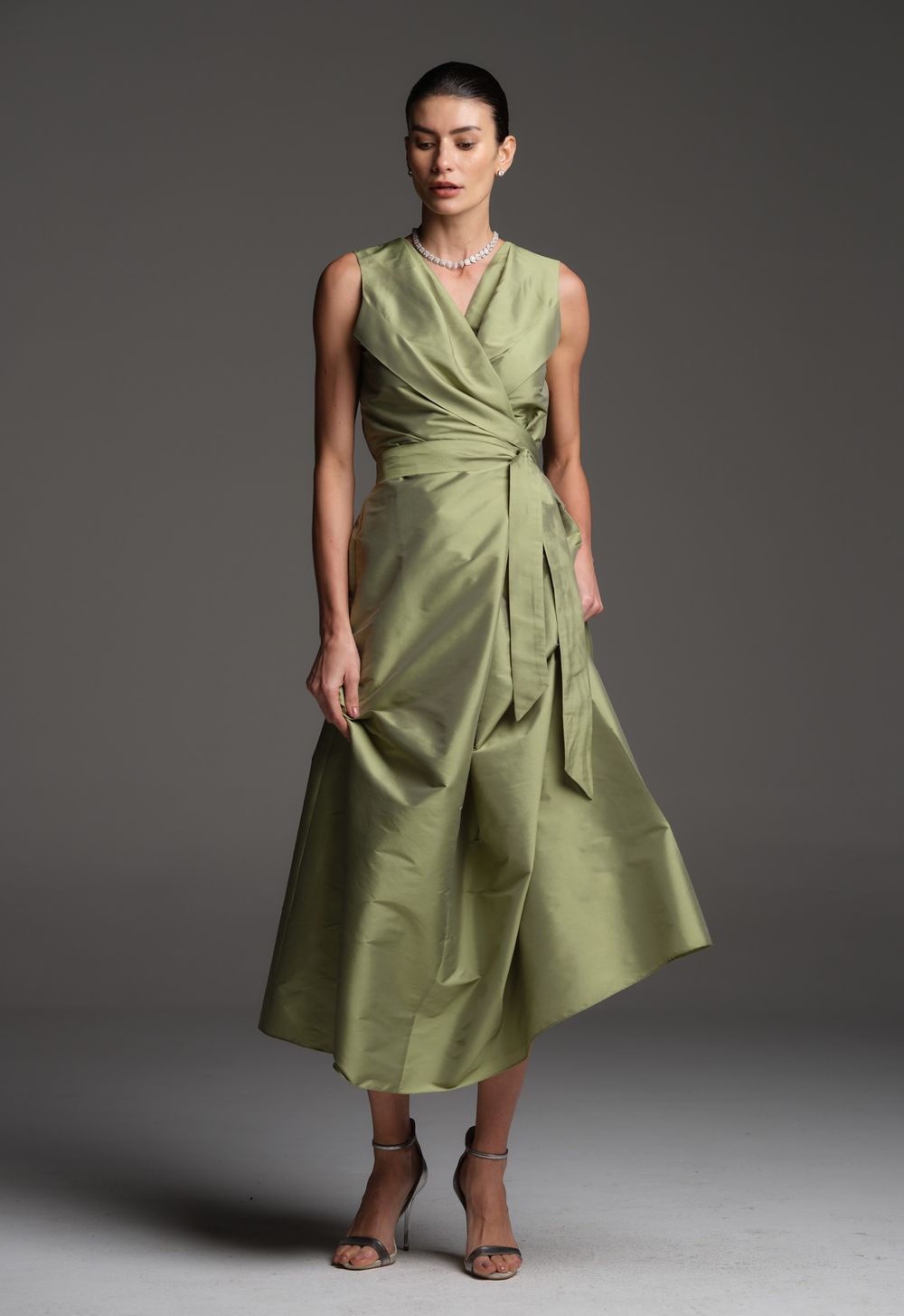 Vestido Tafetá Verde Mônica