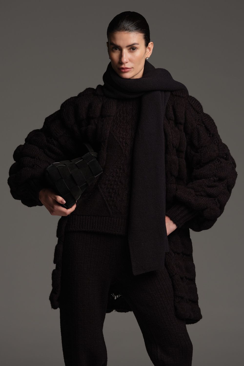 Casaco de Tricot Oversized Preto Lilian