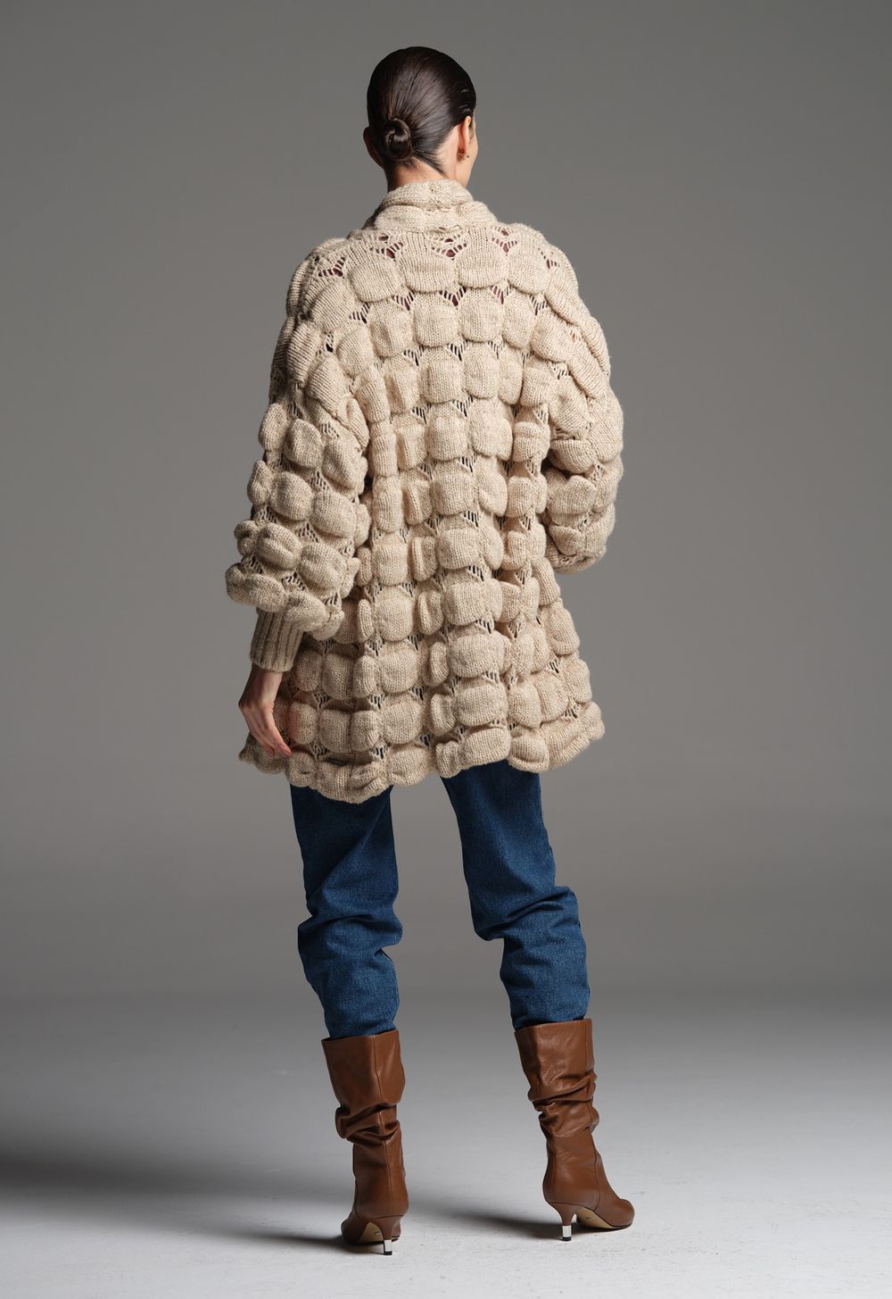 Casaco de Tricot Oversized Areia Lilian
