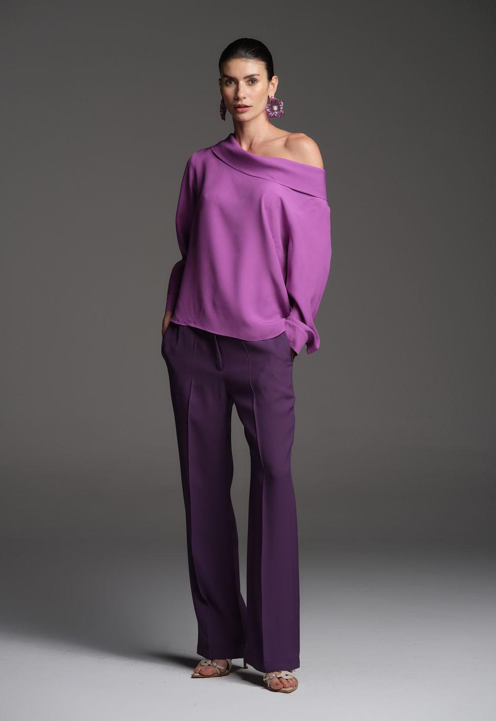 Blusa Crepe Magenta Sara