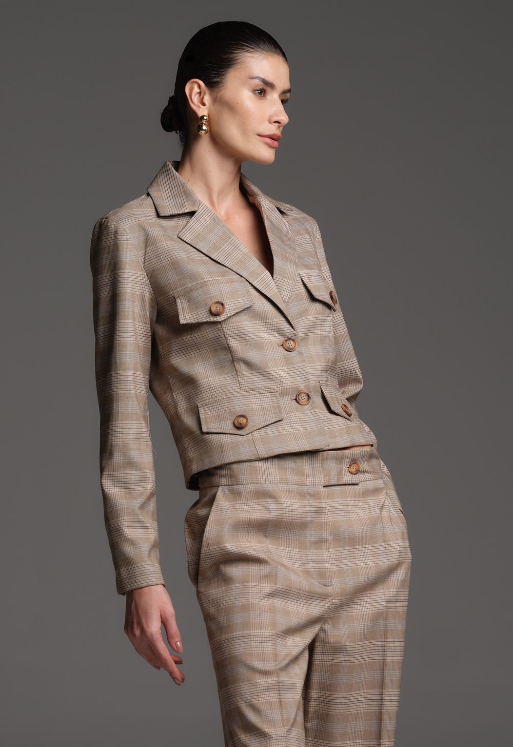 Blazer Xadrez Príncipe de Gales Marina
