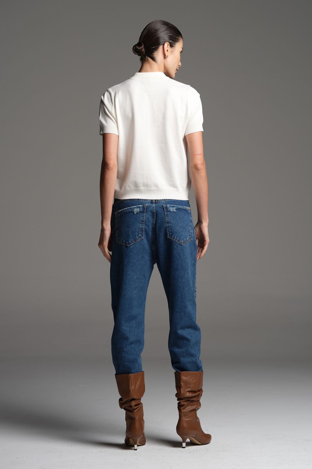 Polo Manga Curta Off White Raquel