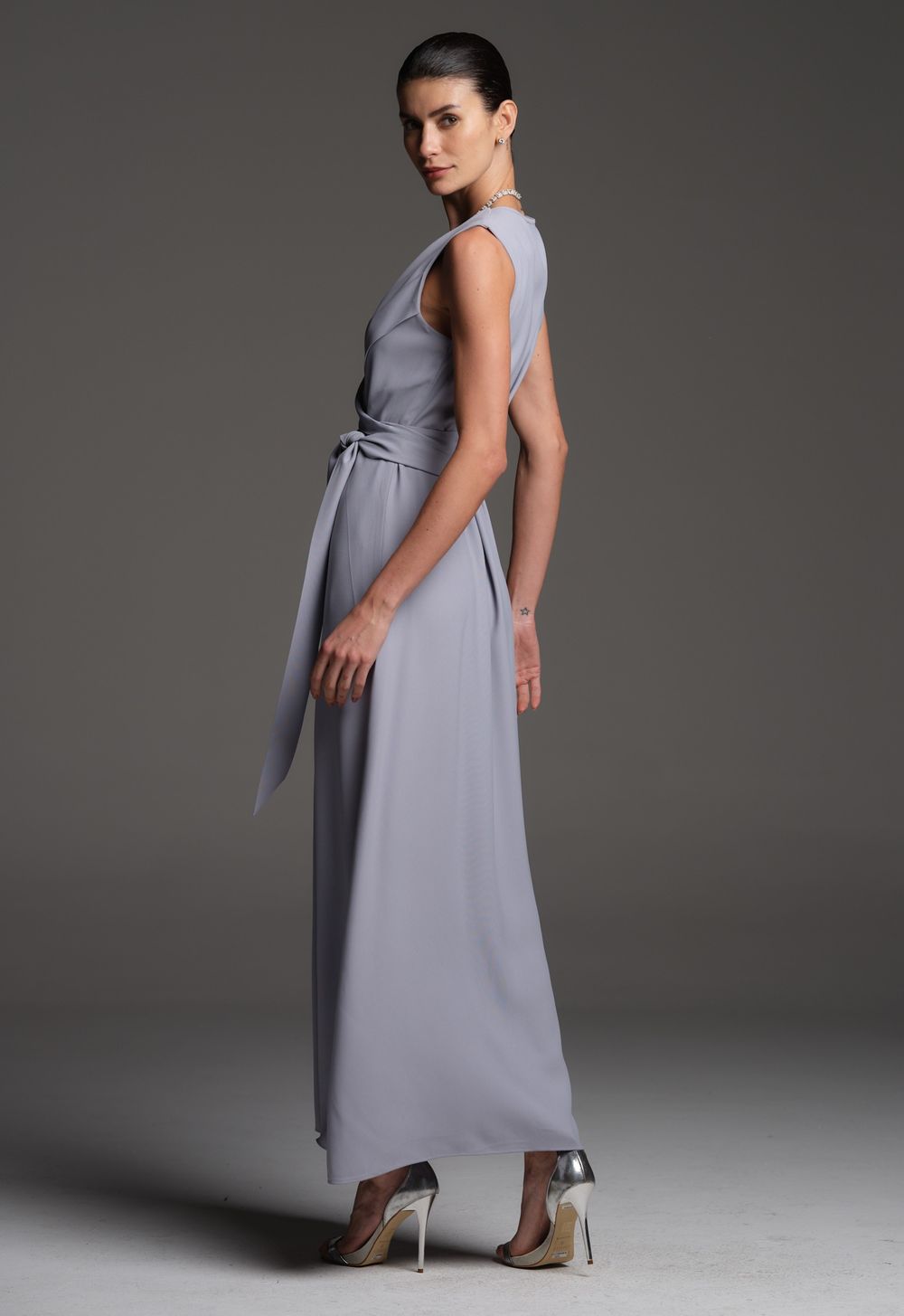 Vestido Crepe Azul Mônica