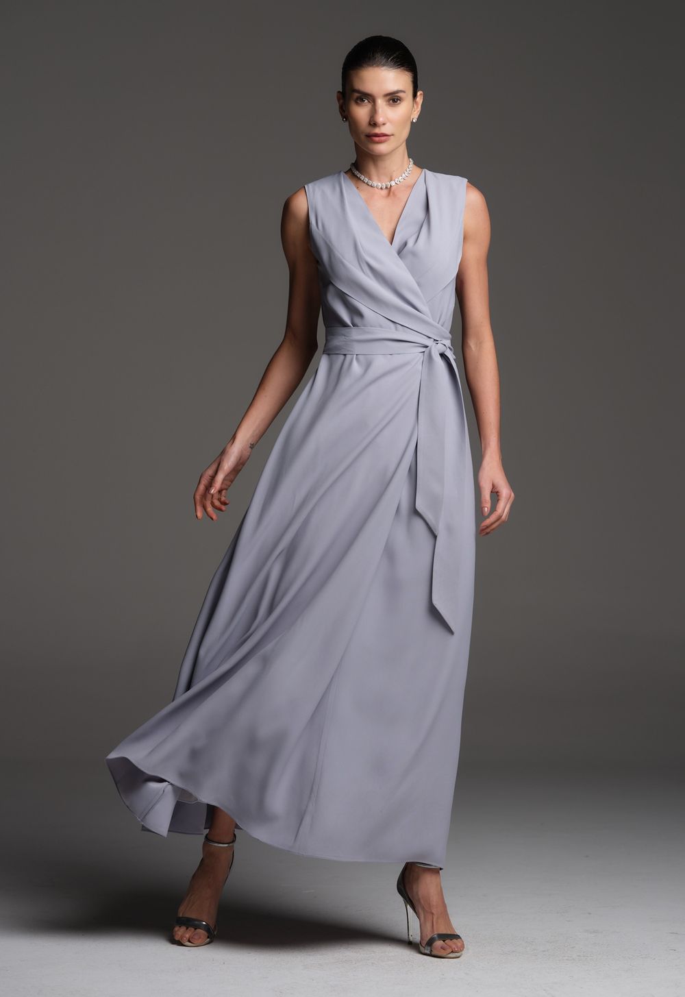 Vestido Crepe Azul Mônica