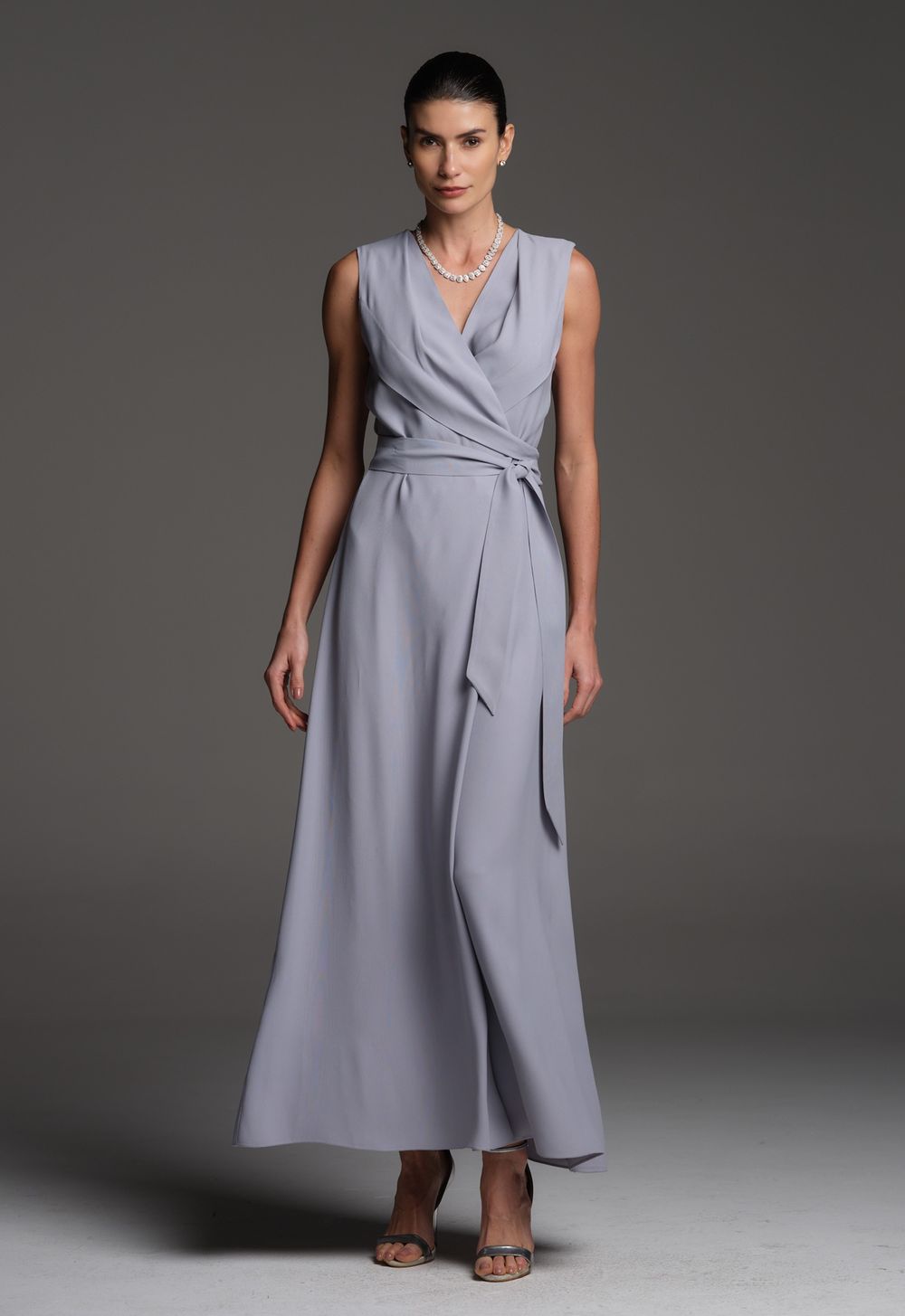 Vestido Crepe Azul Mônica