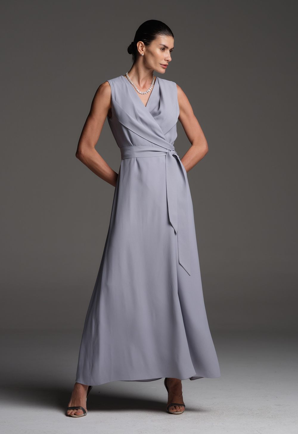 Vestido Crepe Azul Mônica