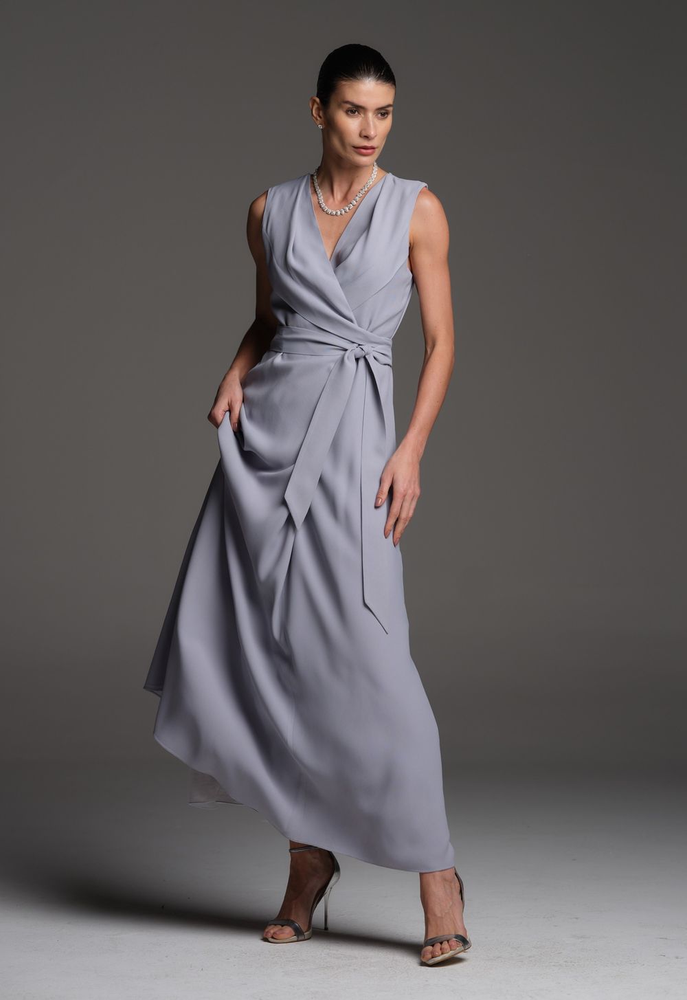 Vestido Crepe Azul Mônica