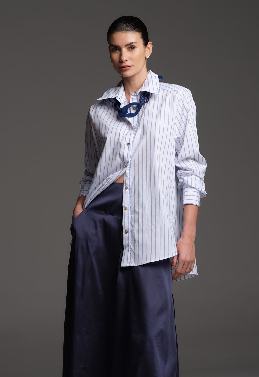 Camisa Tricoline Listrada  Maite