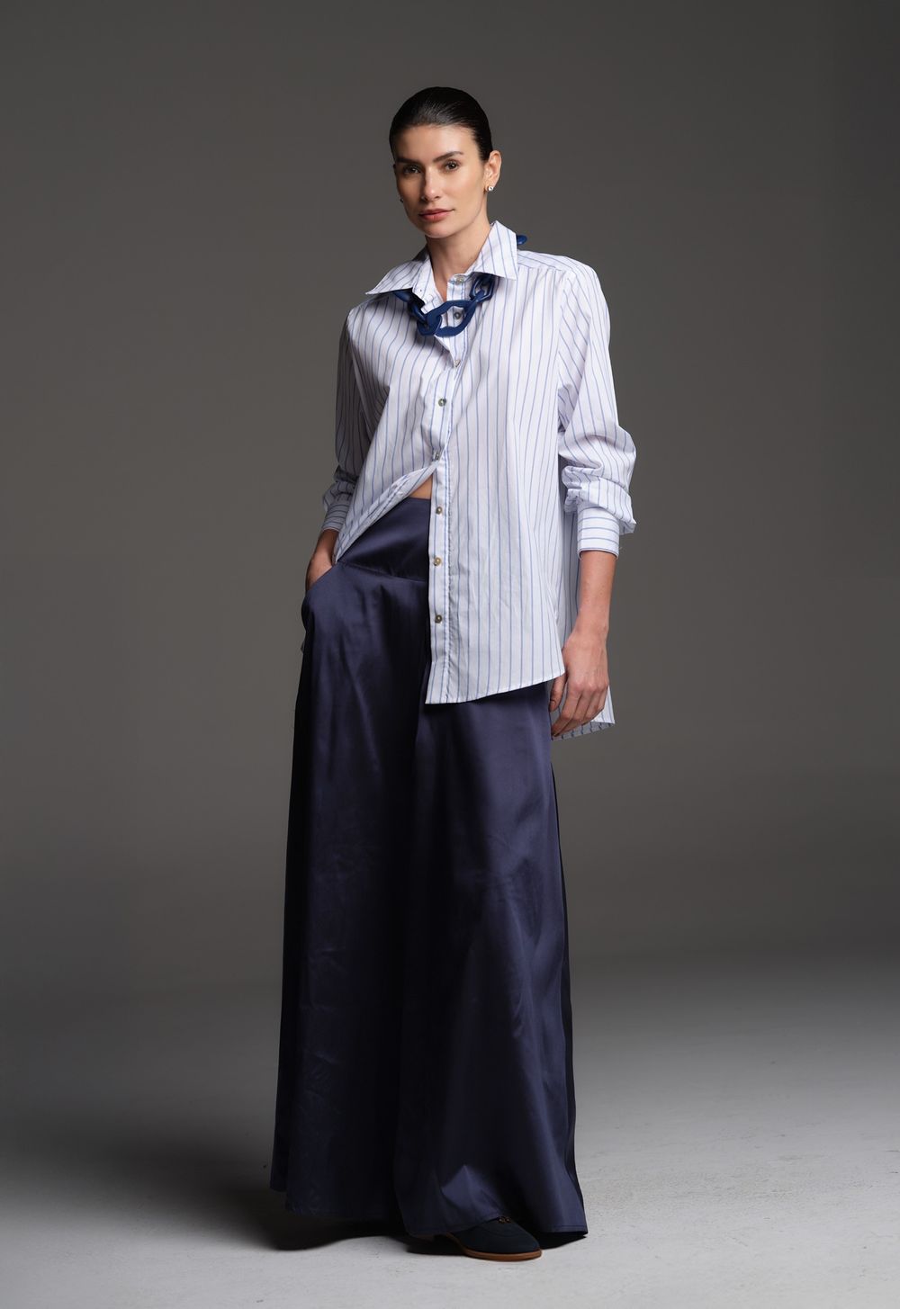 Camisa Tricoline Listrada  Maite