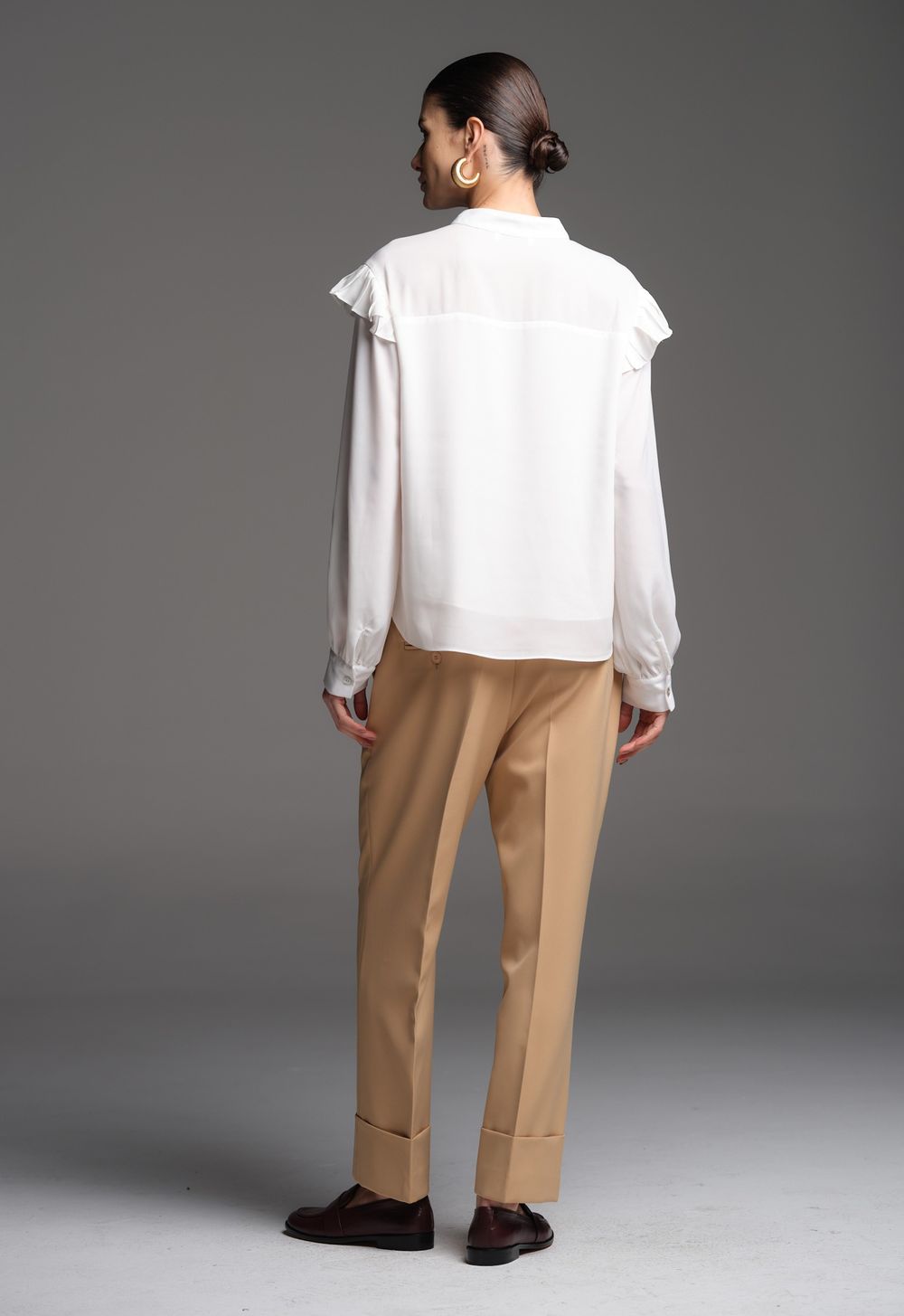 Calça Barra Italiana Camel Roberta