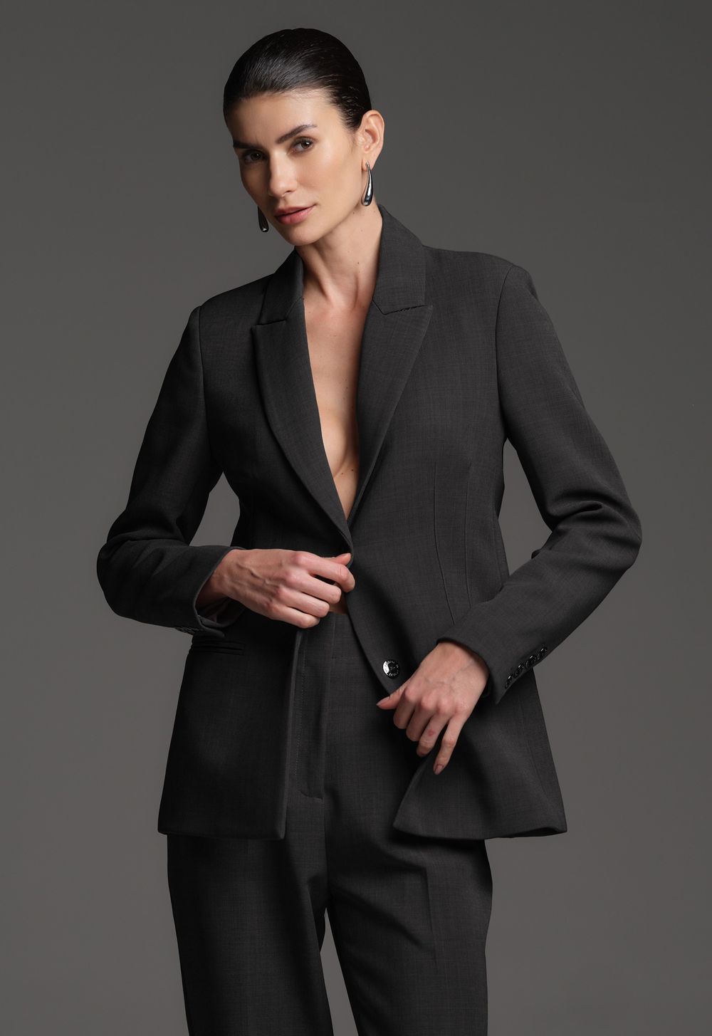 Blazer Alfaiataria Chumbo Meghan