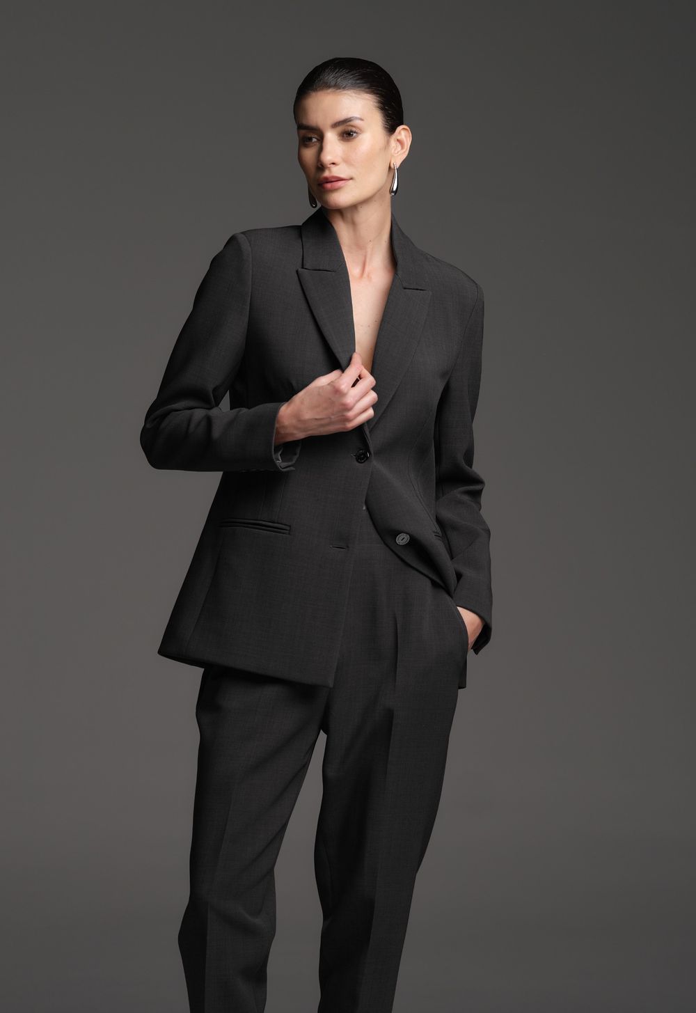 Blazer Alfaiataria Chumbo Meghan