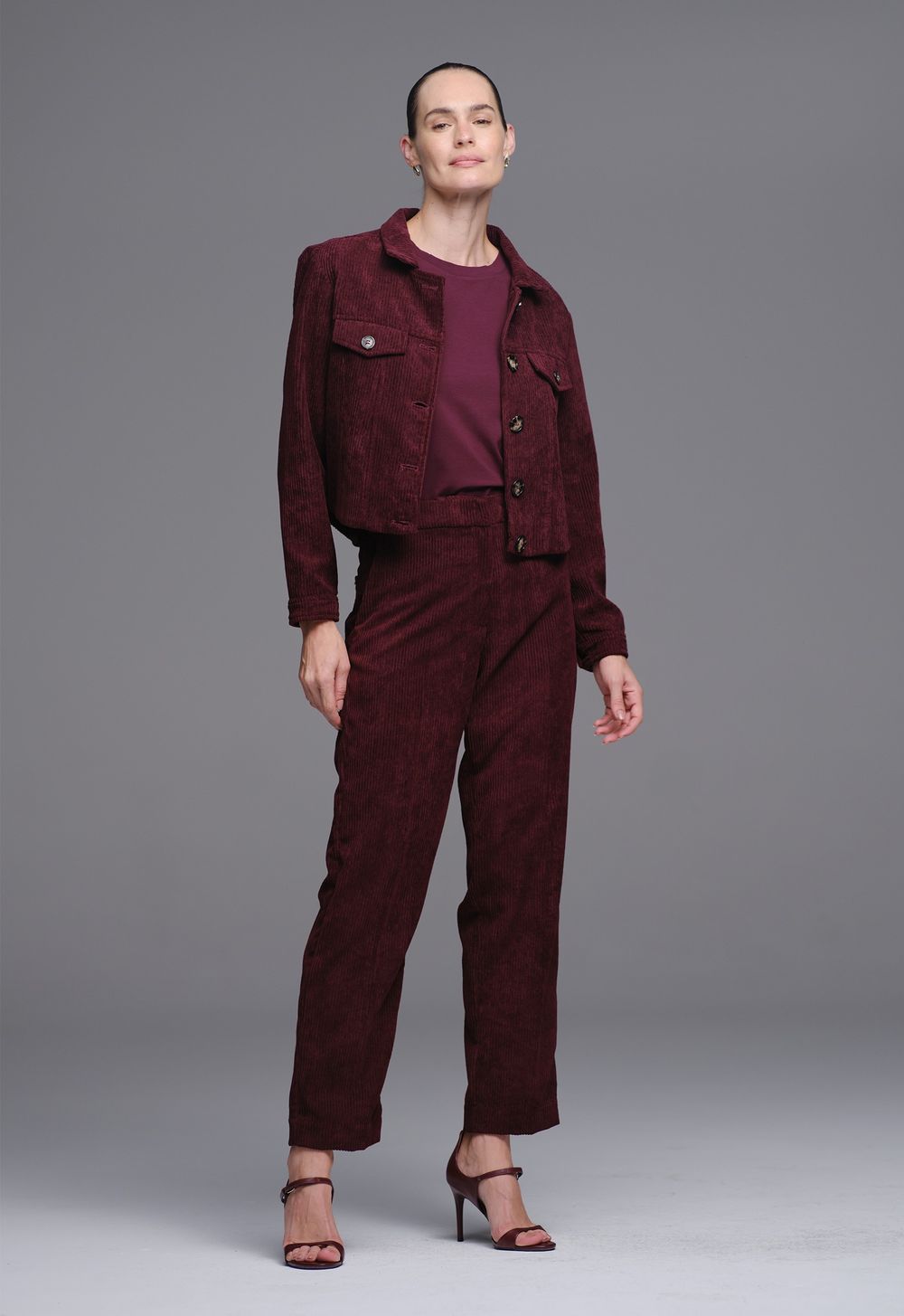 Jaqueta Veludo Cotele Burgundy Flávia