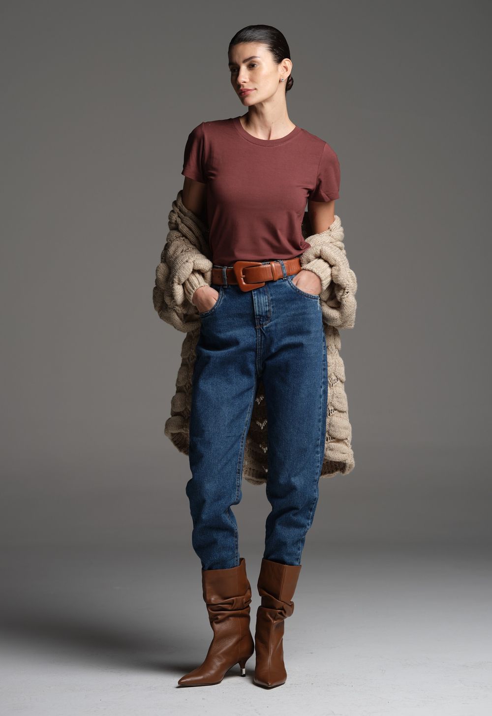 Cinto Maxi Couro Camel Vitoria