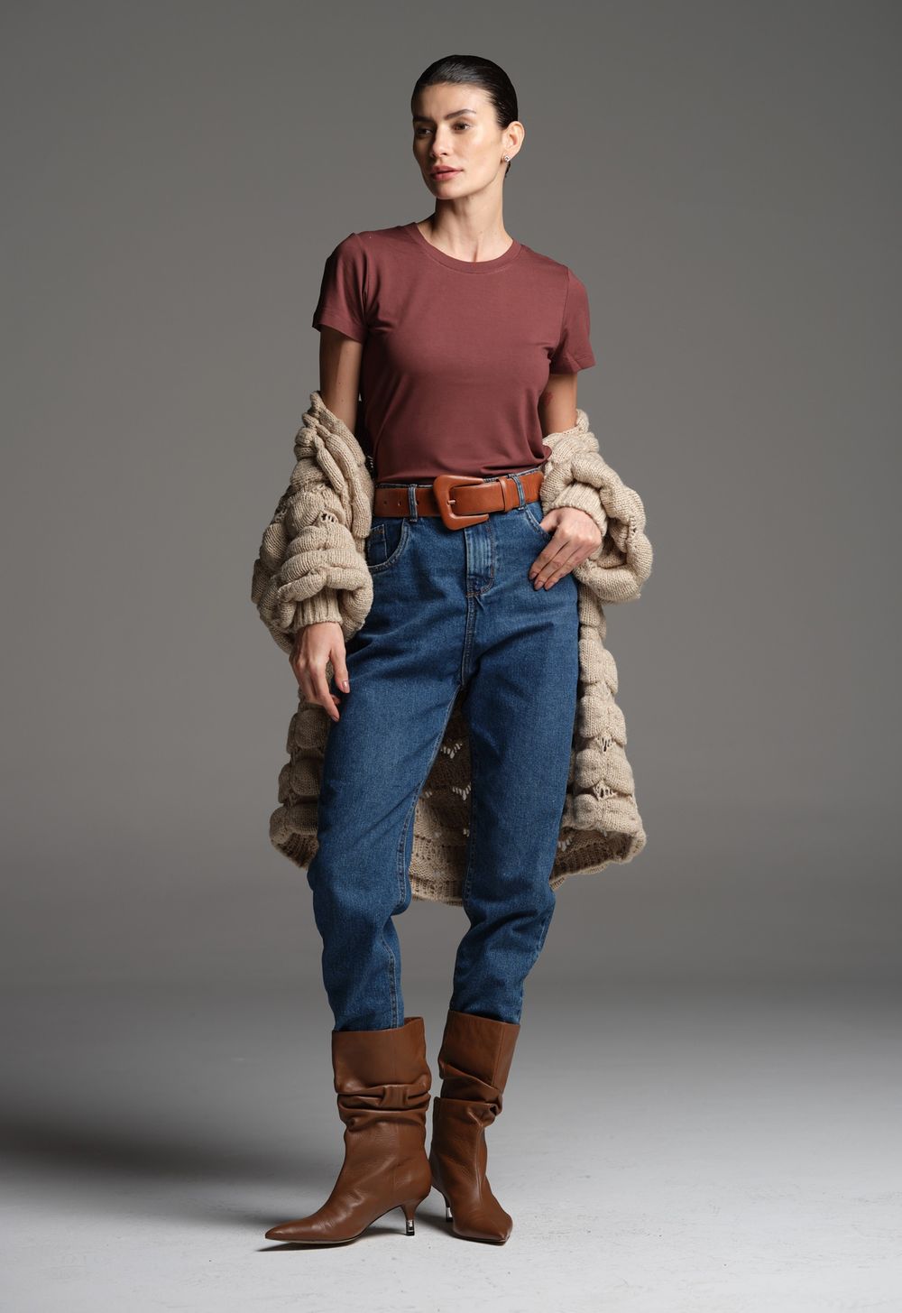 Cinto Maxi Couro Camel Vitoria