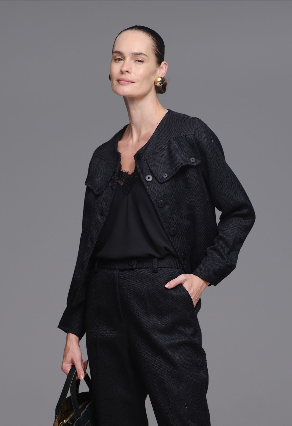 Jaqueta Tweed Preto Natalia