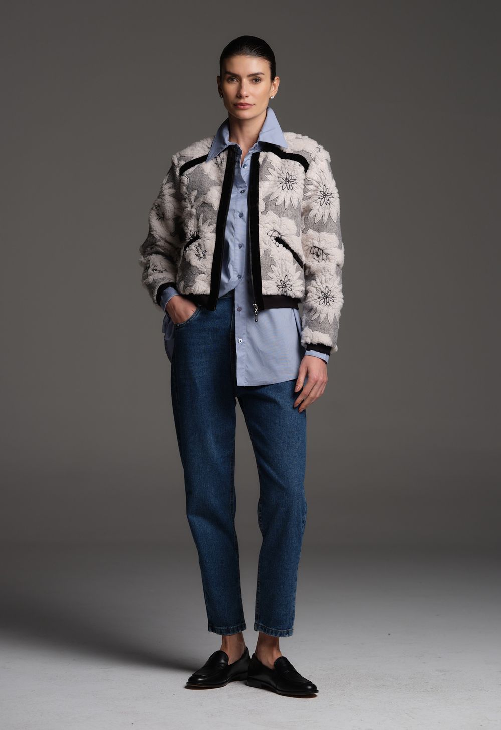 Jaqueta Bomber Com Bordado Off White Eva