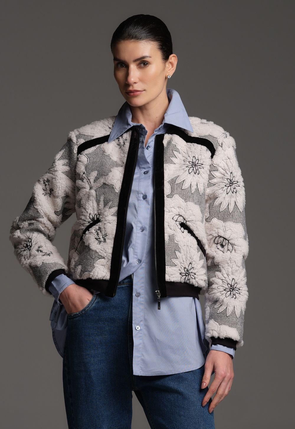 Jaqueta Bomber Com Bordado Off White Eva