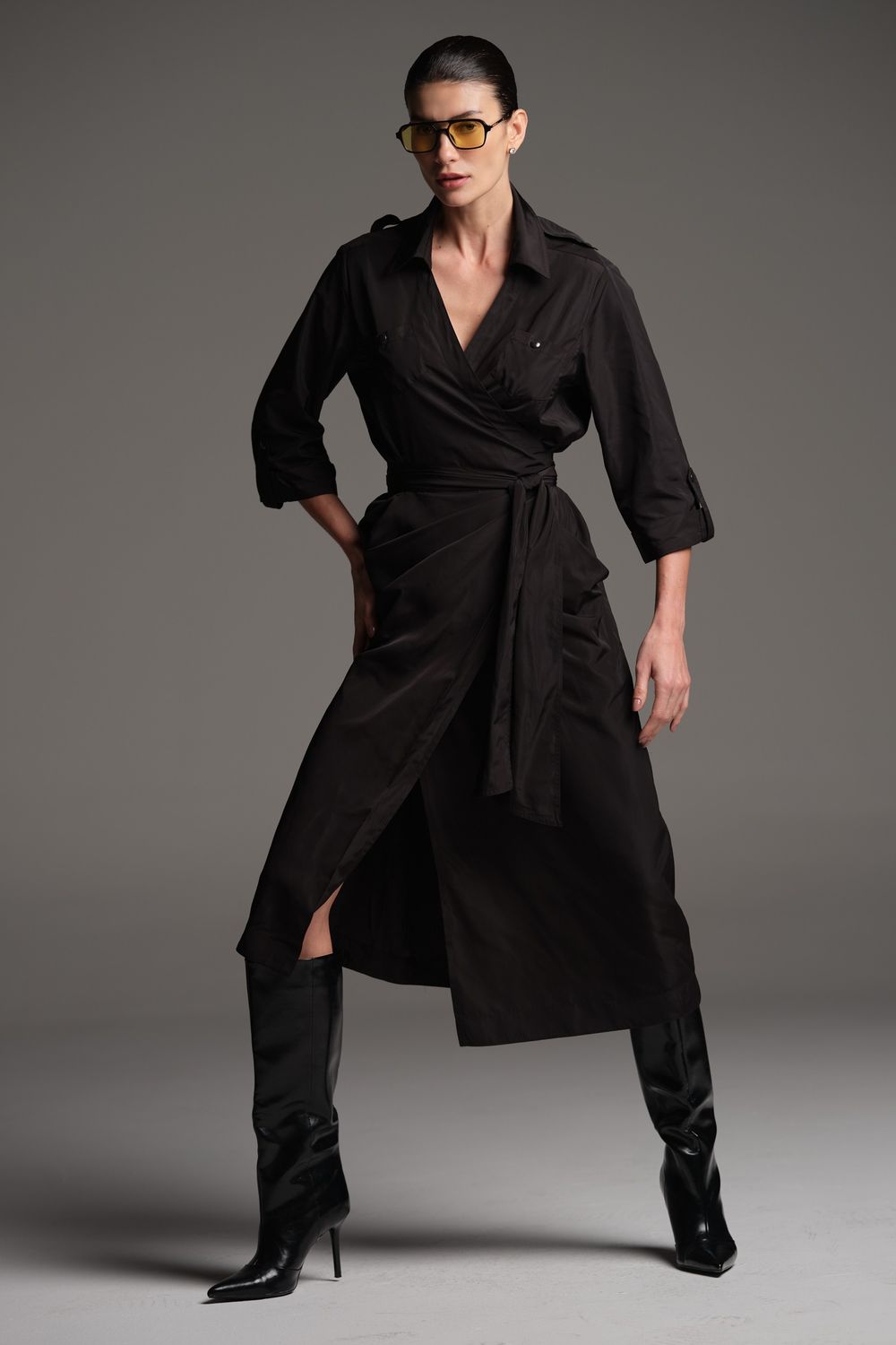 Vestido Tecido Tecnológico Preto Paula
