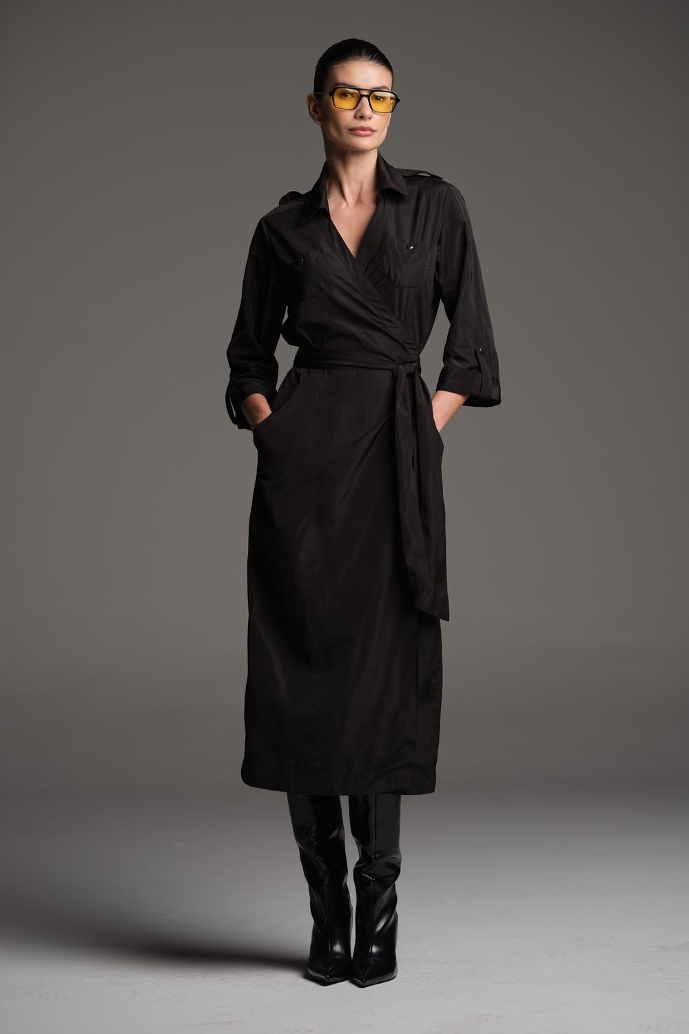 Vestido Tecido Tecnológico Preto Paula