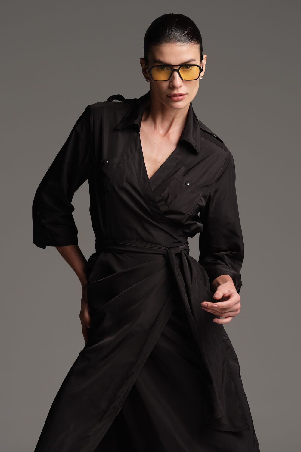 Vestido Tecido Tecnológico Preto Paula