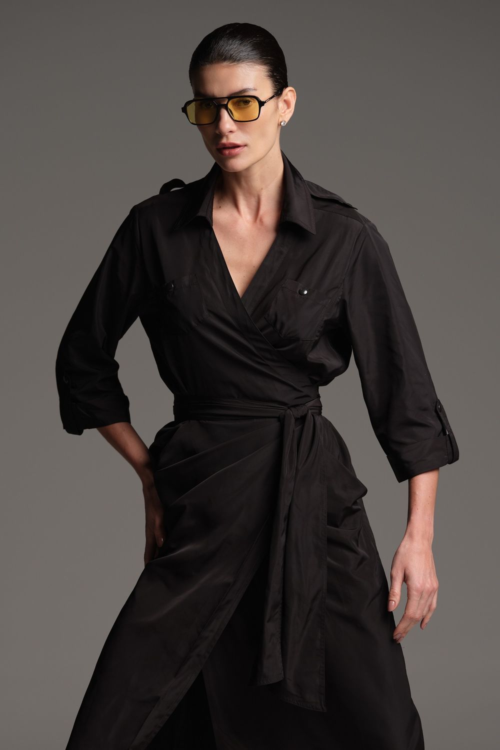Vestido Tecido Tecnológico Preto Paula