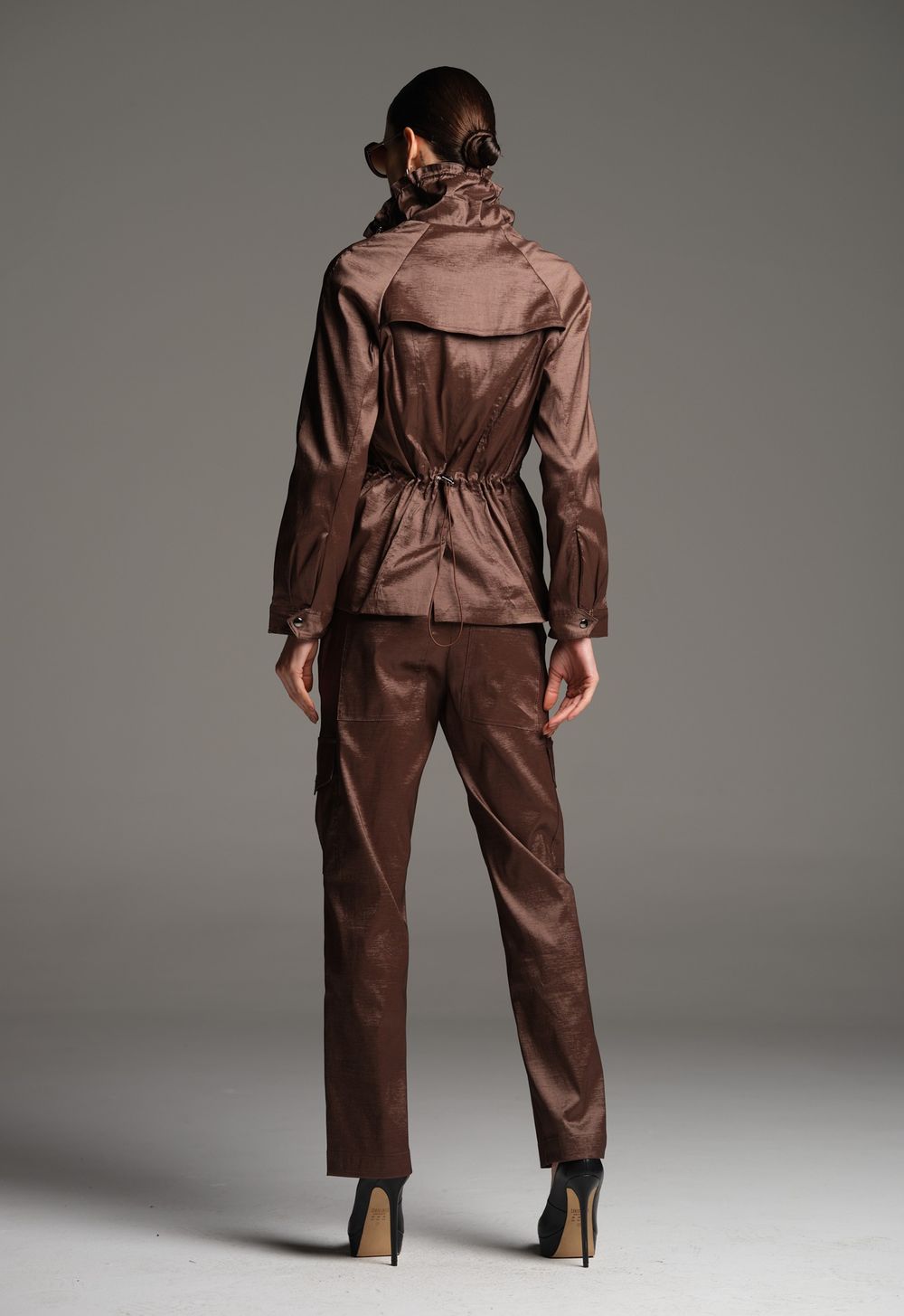 Calça Cargo Tafetá Chocolate Lorena
