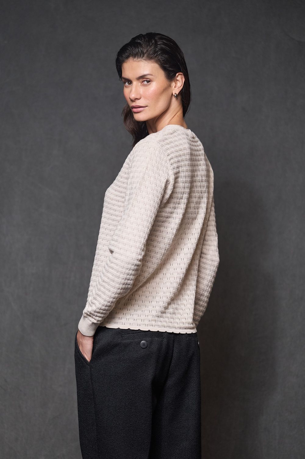 Cardigan Trico Bege Monica