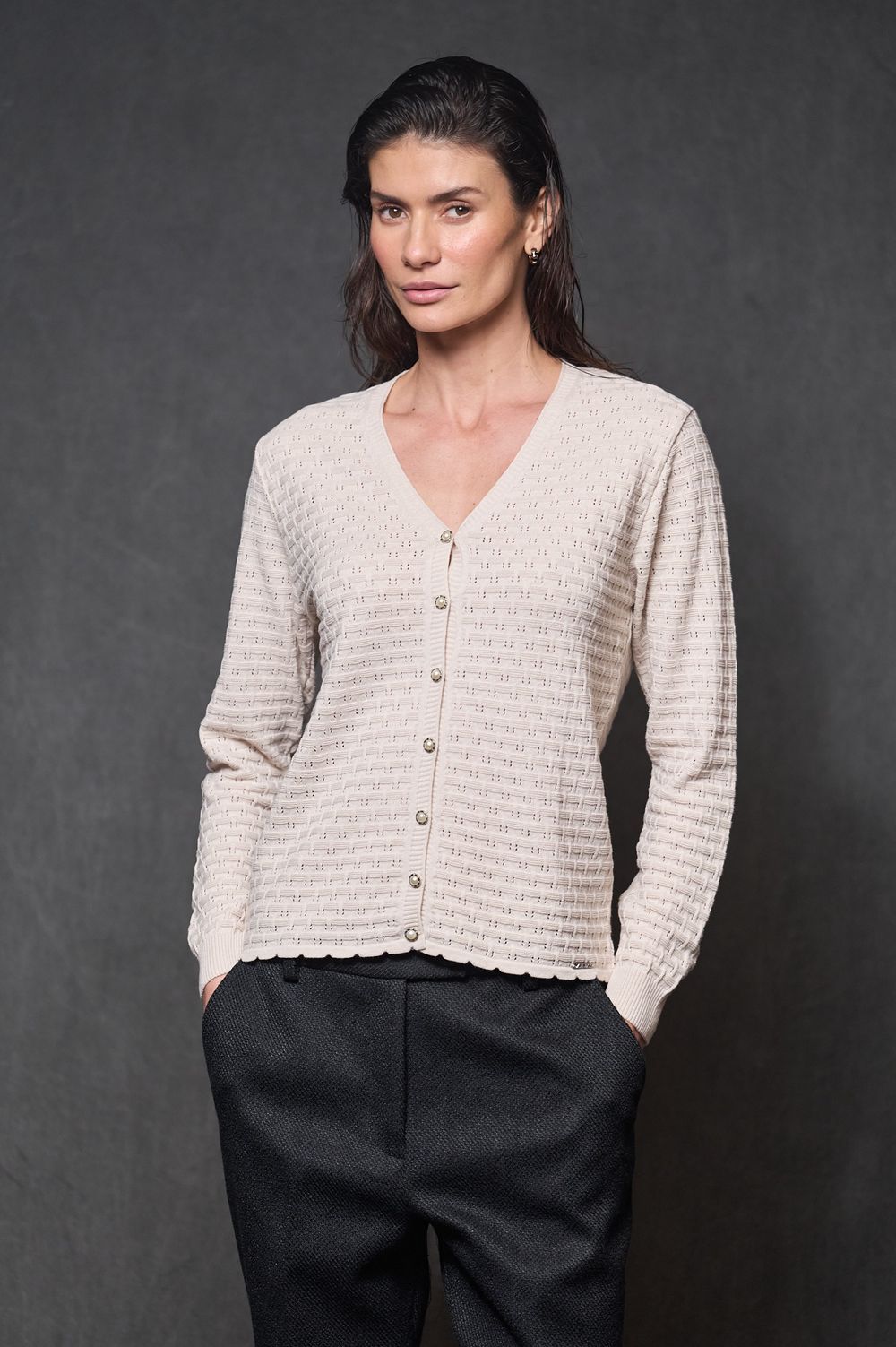 Cardigan Trico Bege Monica