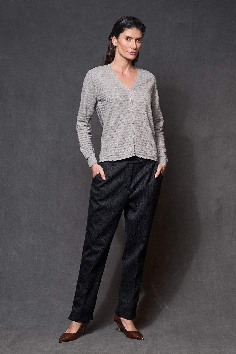 Cardigan Trico Cinza Monica