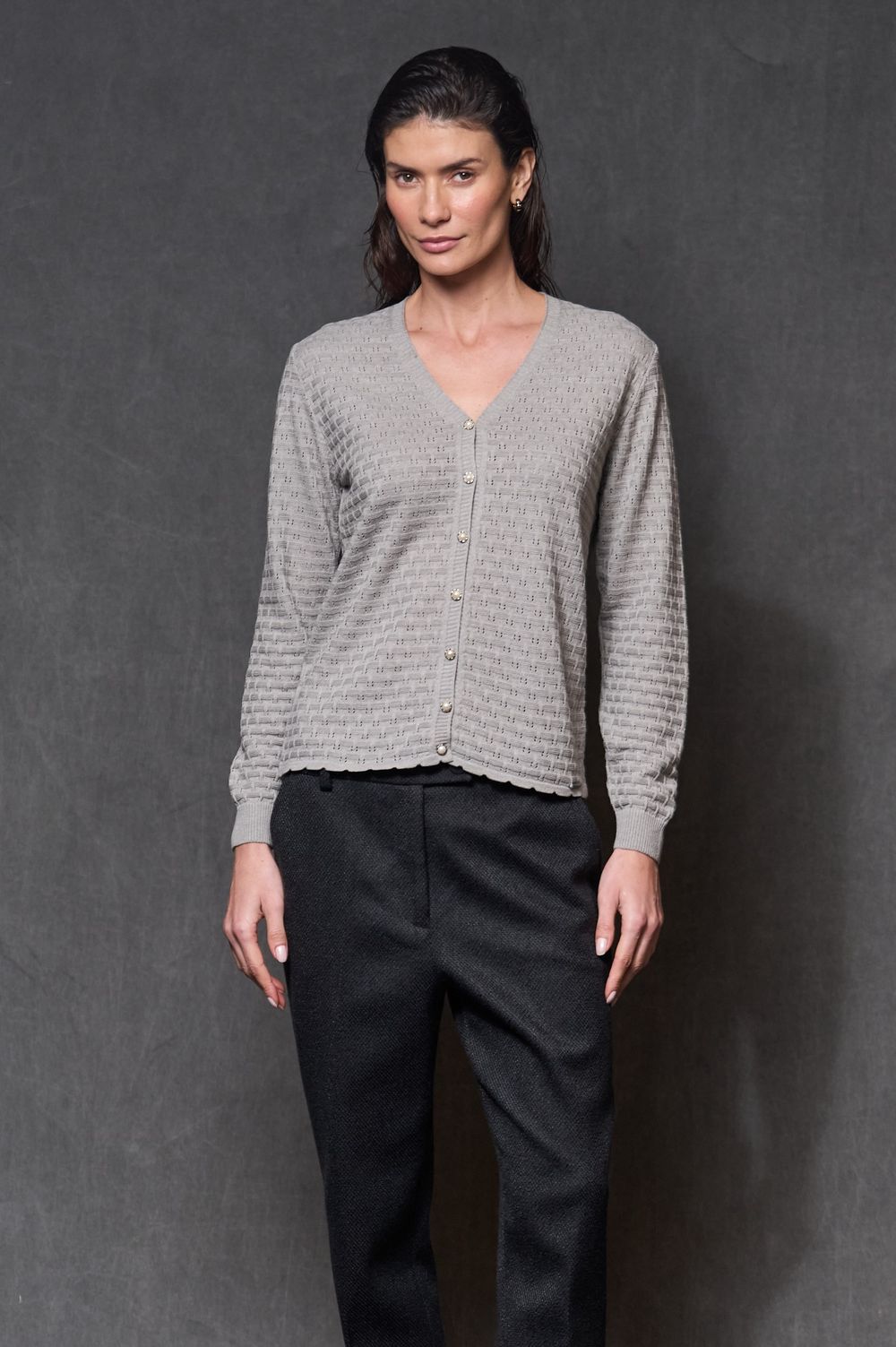 Cardigan Trico Cinza Monica