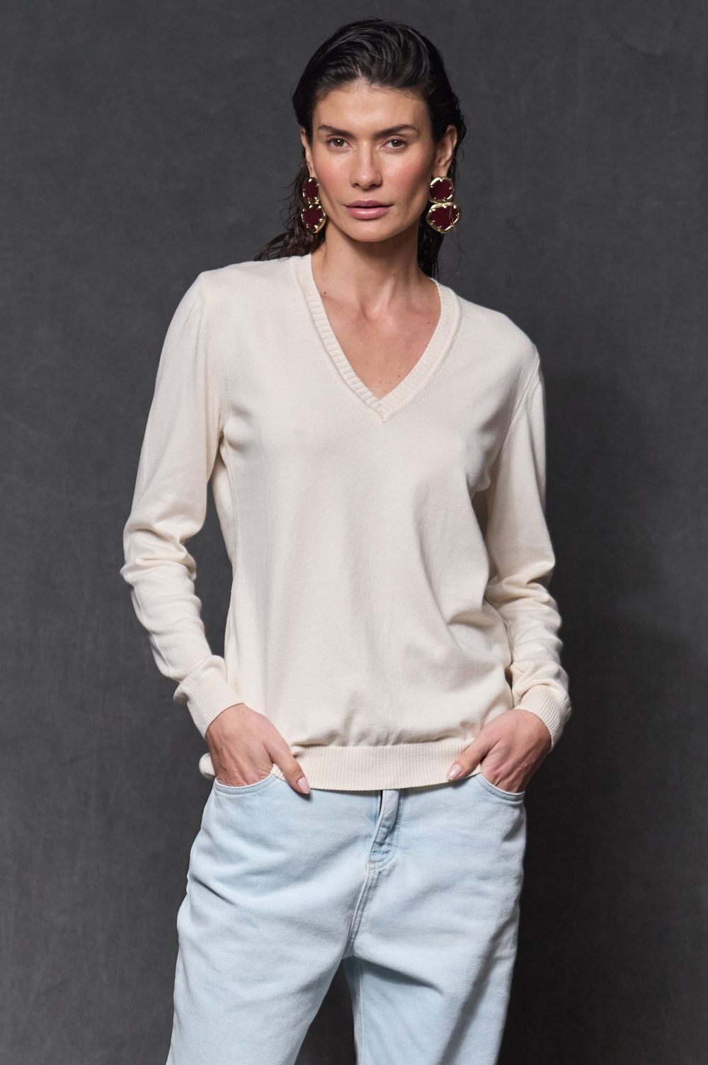 Blusa Manga Longa Trico Areia Mara