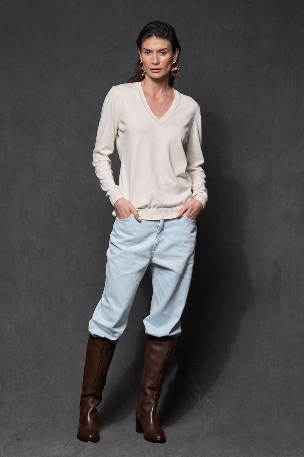 Blusa Manga Longa Trico Areia Mara