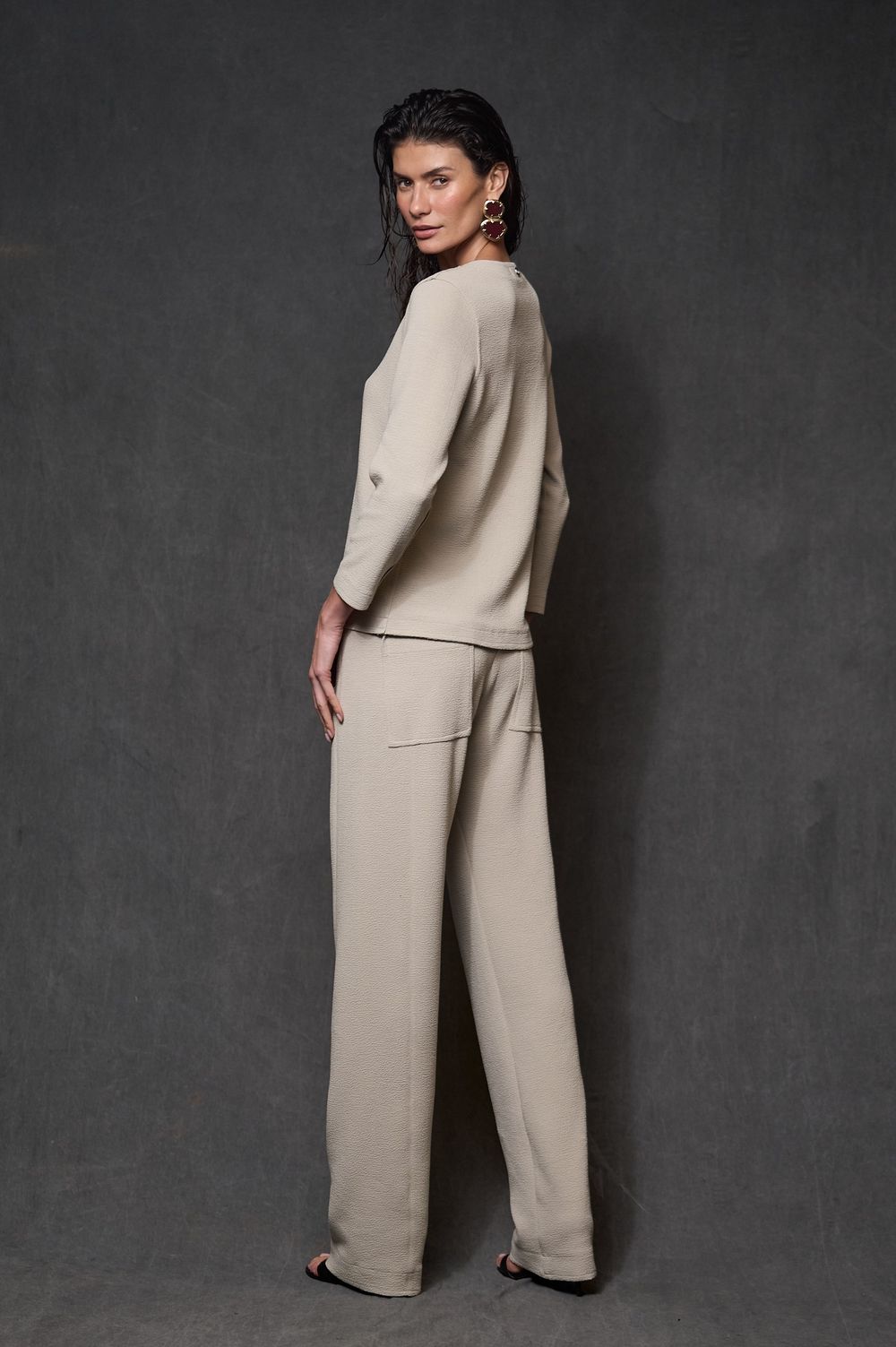 Calça Malha Boucle Gelo Mavie