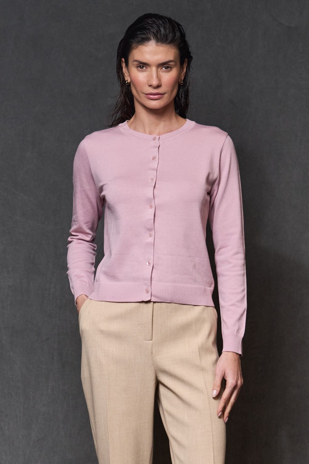 Cardigan Trico Rosa Bella