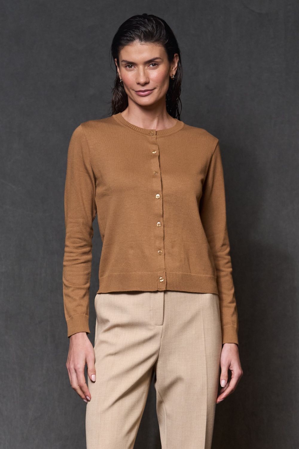 Cardigan Trico Camel Bella