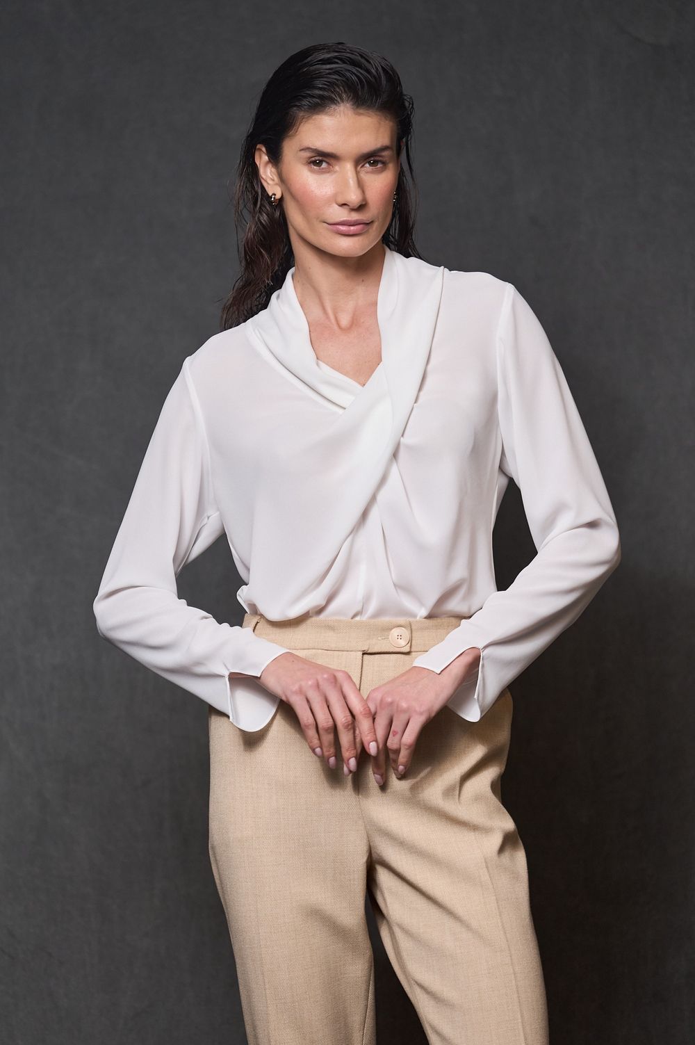 Blusa Crepe Off White Agatha