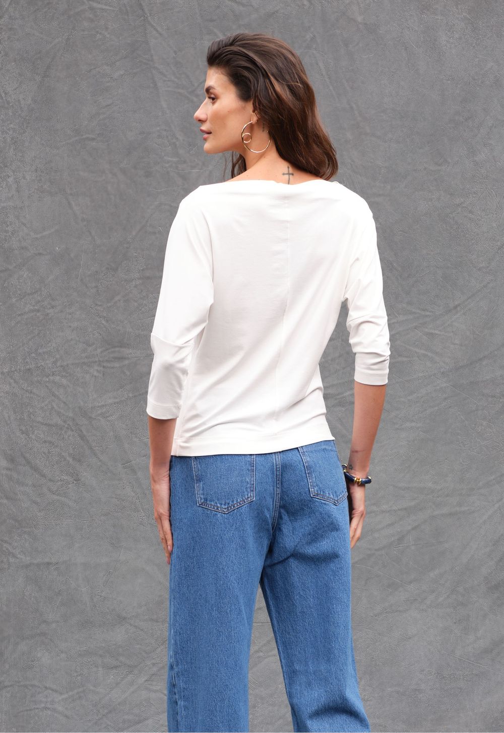 Blusa Decote Drapeado Off White Alicia