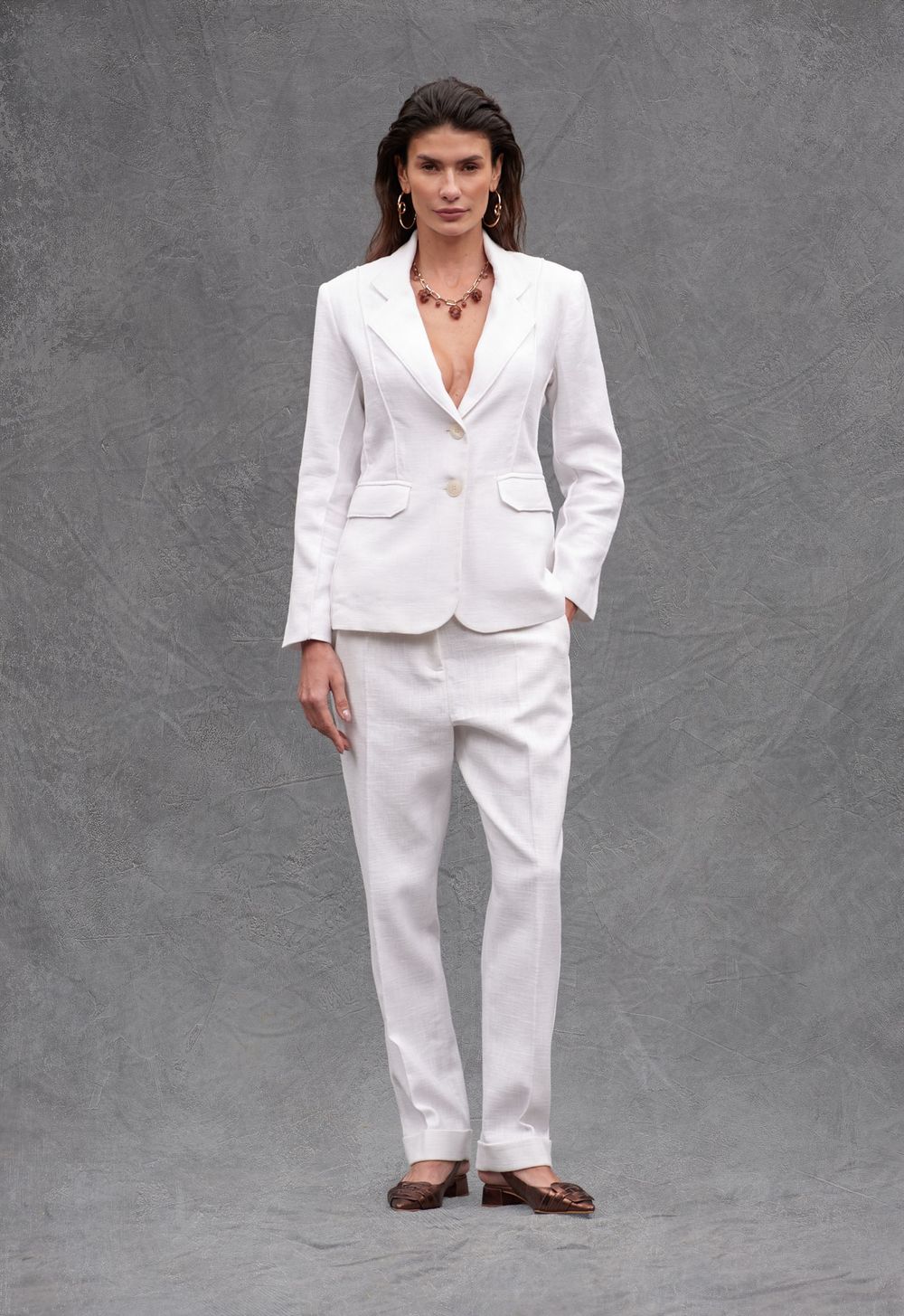 Blazer Rami de Algodão Off White Vitória