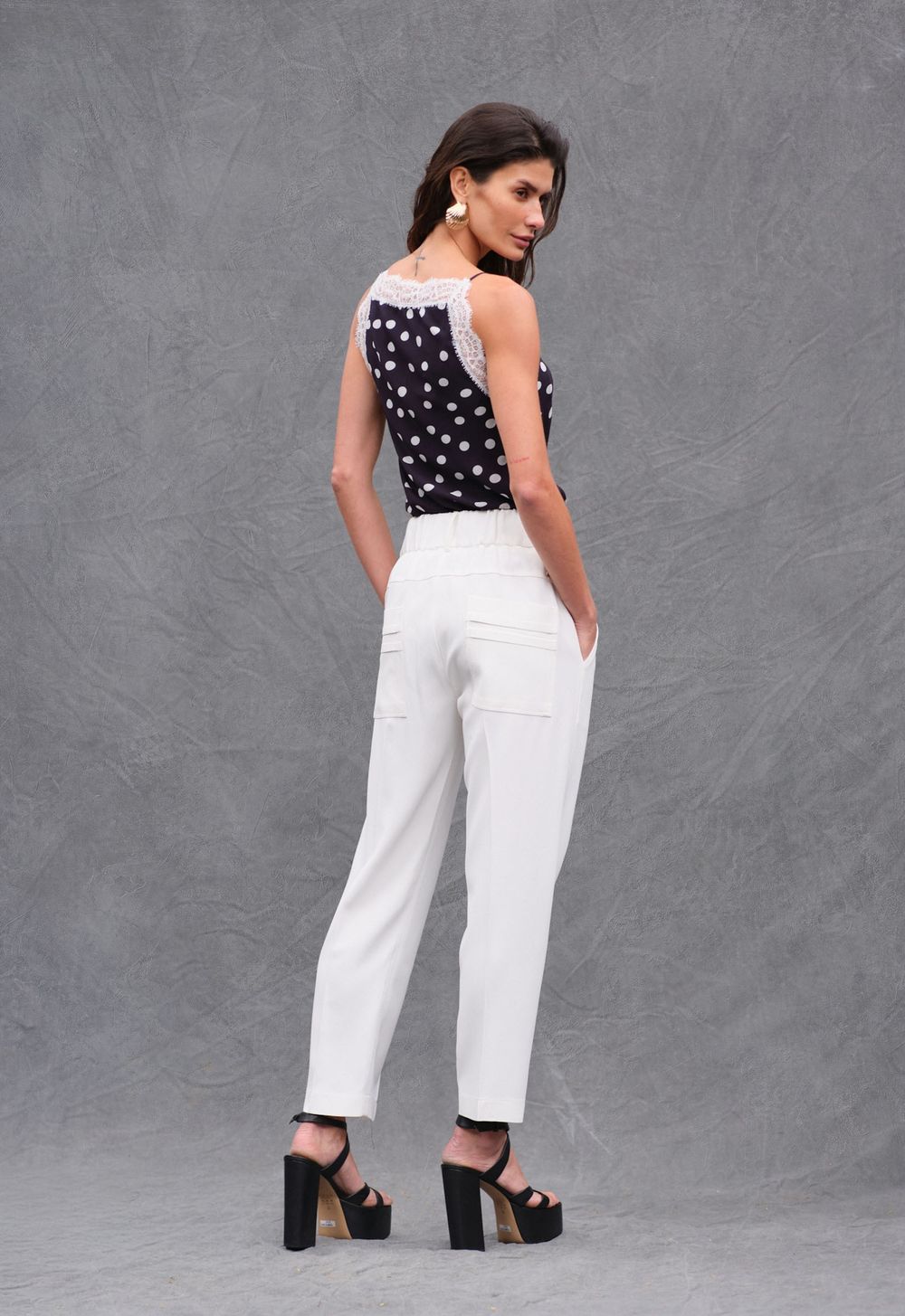 Calça Crepe Off White Valentina