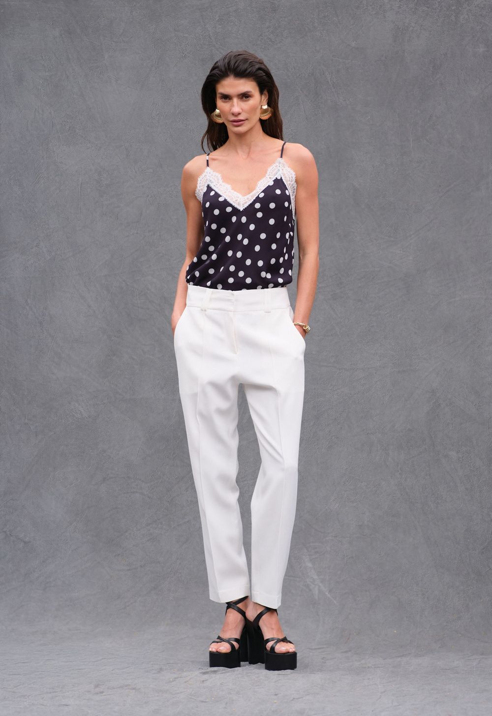 Calça Crepe Off White Valentina
