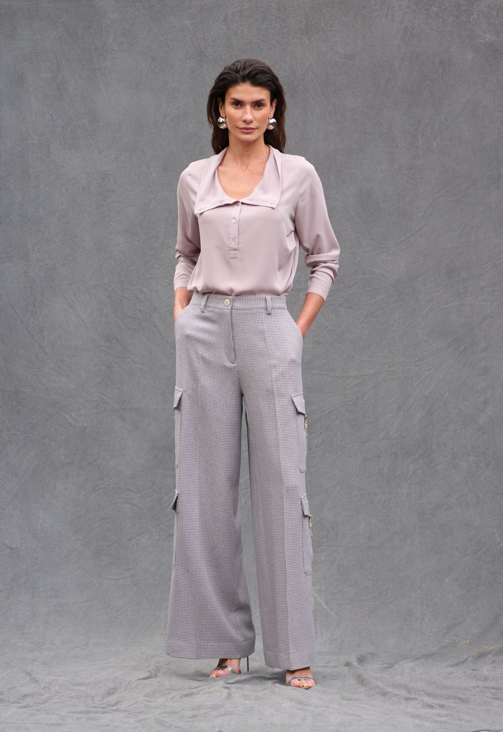 Calça Reta Xadrez Alexandra