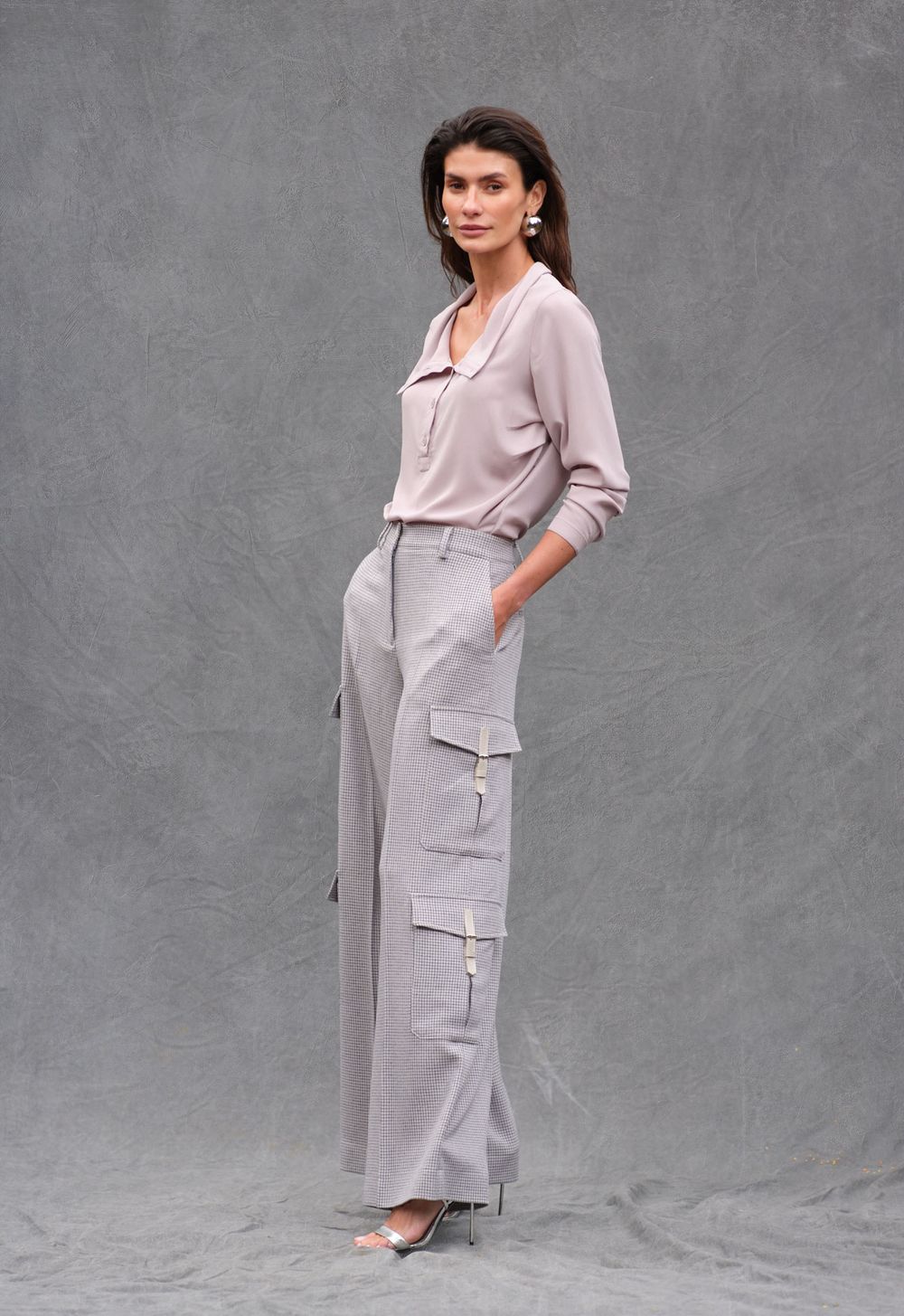 Calça Reta Xadrez Alexandra