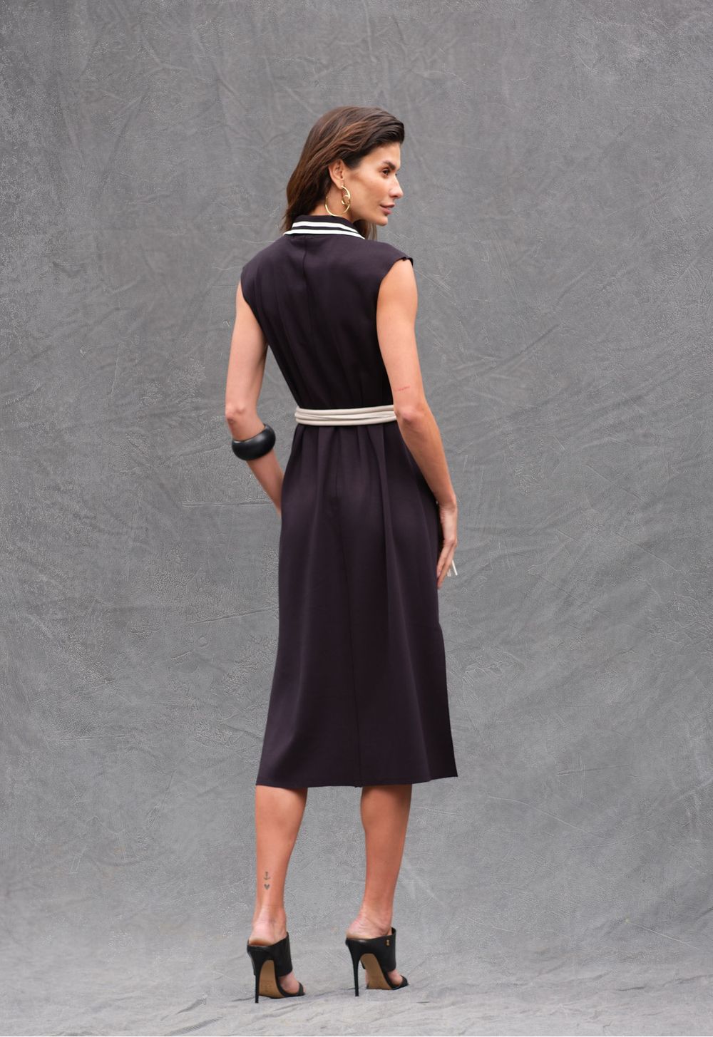 Vestido Malha Preto Rosa