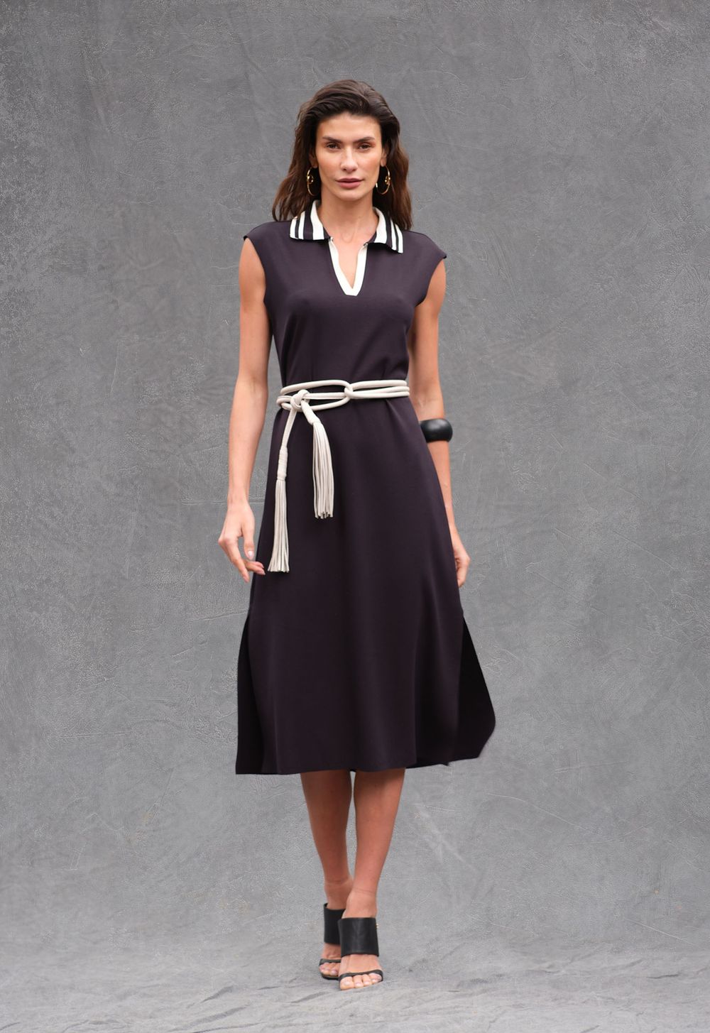 Vestido Malha Preto Rosa