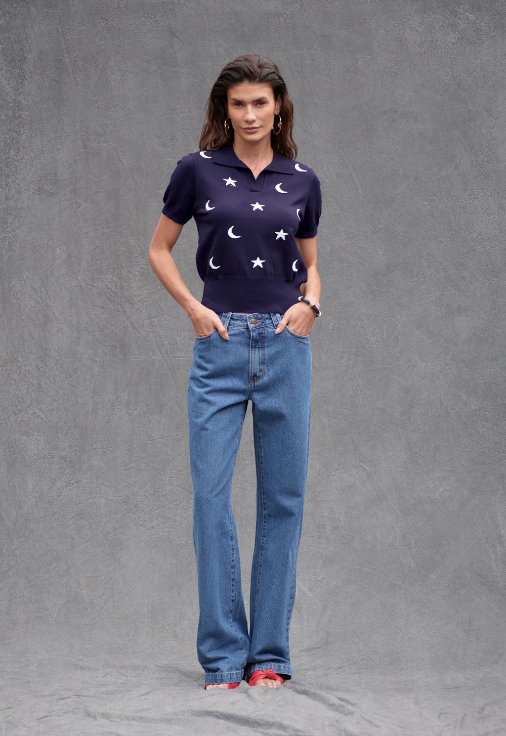 Blusa Trico Polo Marinho Hortencia