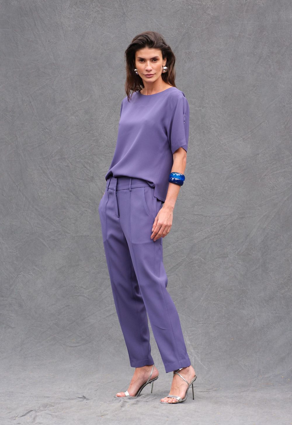 Blusa Crepe Patou Azul Justine